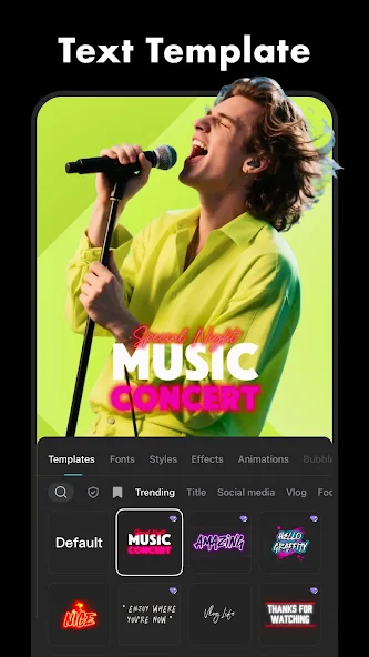 Video template editing interface preview